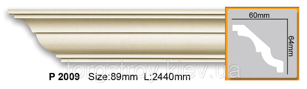 Карниз стельовий гнучкий P2009F, довжина 2,00м, Gaudi decor