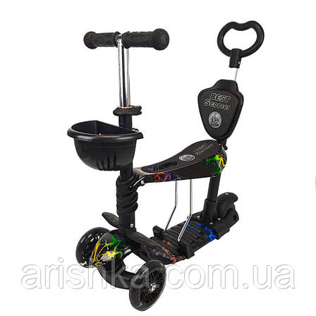 Дитячий самокат-трансформер 5в1 з підсвіткою Best Scooter з кошиком, фото 1