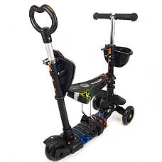 Дитячий самокат-трансформер 5в1 з підсвіткою Best Scooter з кошиком, фото 3