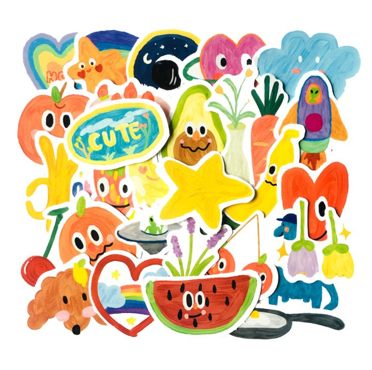 Набір вінілових наклейок стикерів Дитячі Літні Стікербомбінг на автотелефон ноутбук стіну 30 шт.