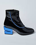Ботинки кожаные женские черные на шнурке и каблуке. Турция, фото 2