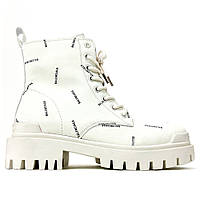 Женские ботинки Balenciaga Boots White, белые кожаные ботинки баленсиага, баленсияга