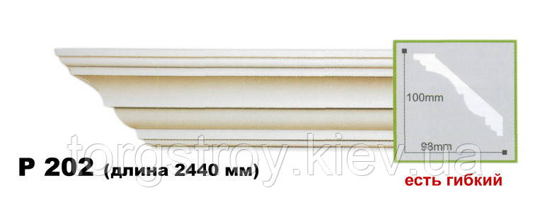 Карниз стельовий P202, довжина 2,00м, Gaudi decor