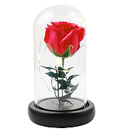 Роза в колбе с LED подсветкой красная