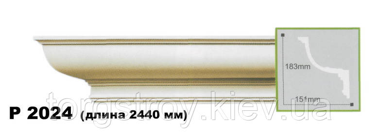 Карниз стельовий P2024, довжина 2,00м, Gaudi decor