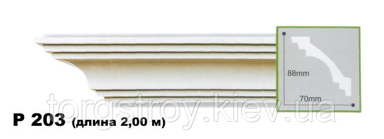 Карниз стельовий P203, довжина 2,00м, Gaudi decor