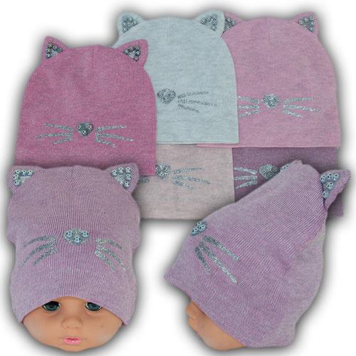 ОПТ Весняні дитячі шапки з вушками, р. 42-44 (5шт/набір), фото 1