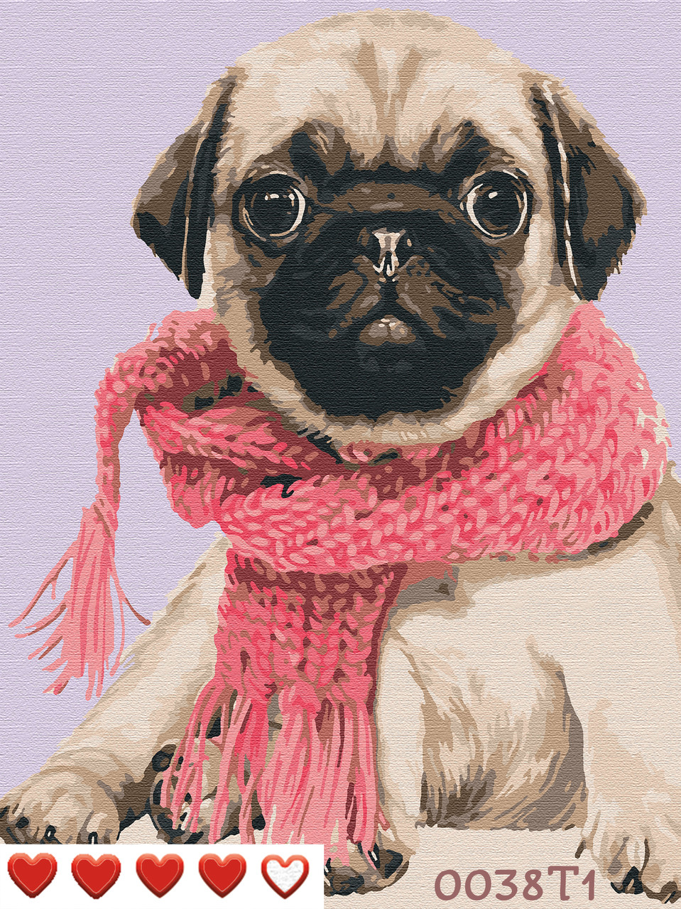 Картина за номерами Песик у шарфику, кольорове полотно, 40*50 см, без коробки, ТМ Barvi+ ЛАК