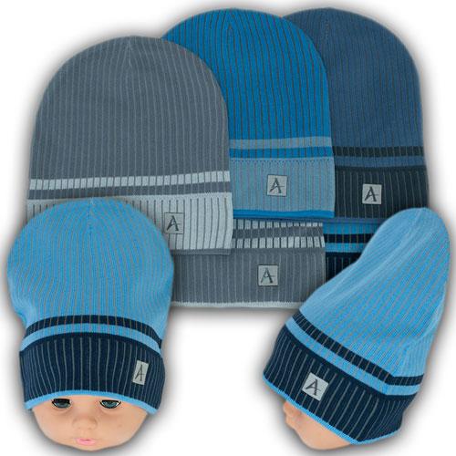 ОПТ В'язані дитячі шапки для хлопчика, р. 44-46 (5 шт./набір), фото 1