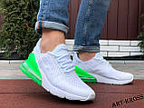 Чоловічі спортивні кросівки Nike Air Max 270 сіточка білі з салатовим, фото 3