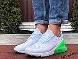 Чоловічі спортивні кросівки Nike Air Max 270 сіточка білі з салатовим, фото 6