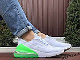 Чоловічі спортивні кросівки Nike Air Max 270 сіточка білі з салатовим, фото 4