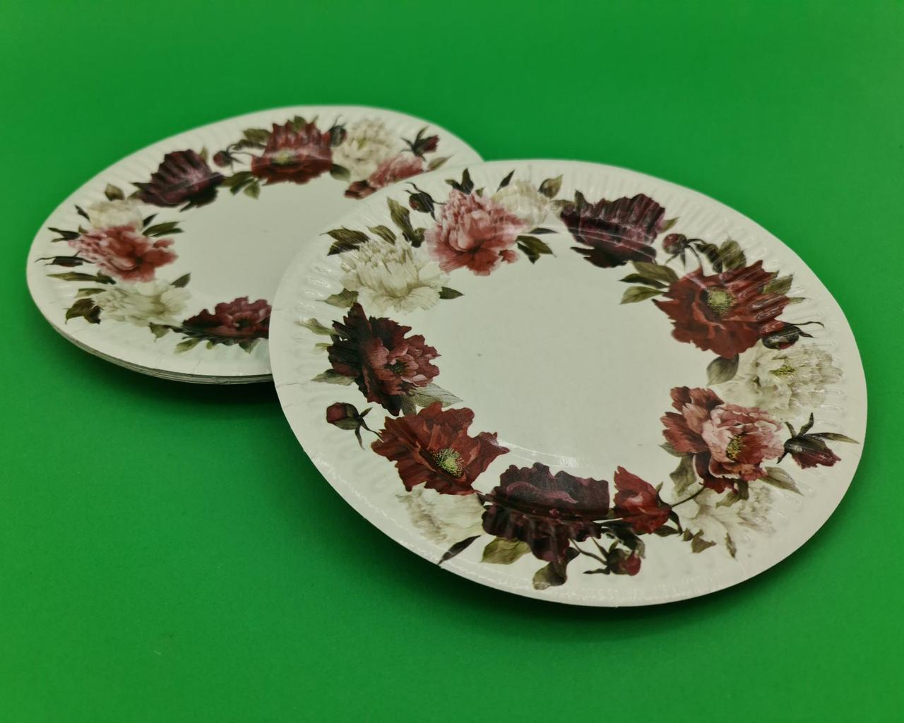 Паперова тарілка з малюнком 18см"№ 32"Бегонія 10шт (1 пач.), фото 1