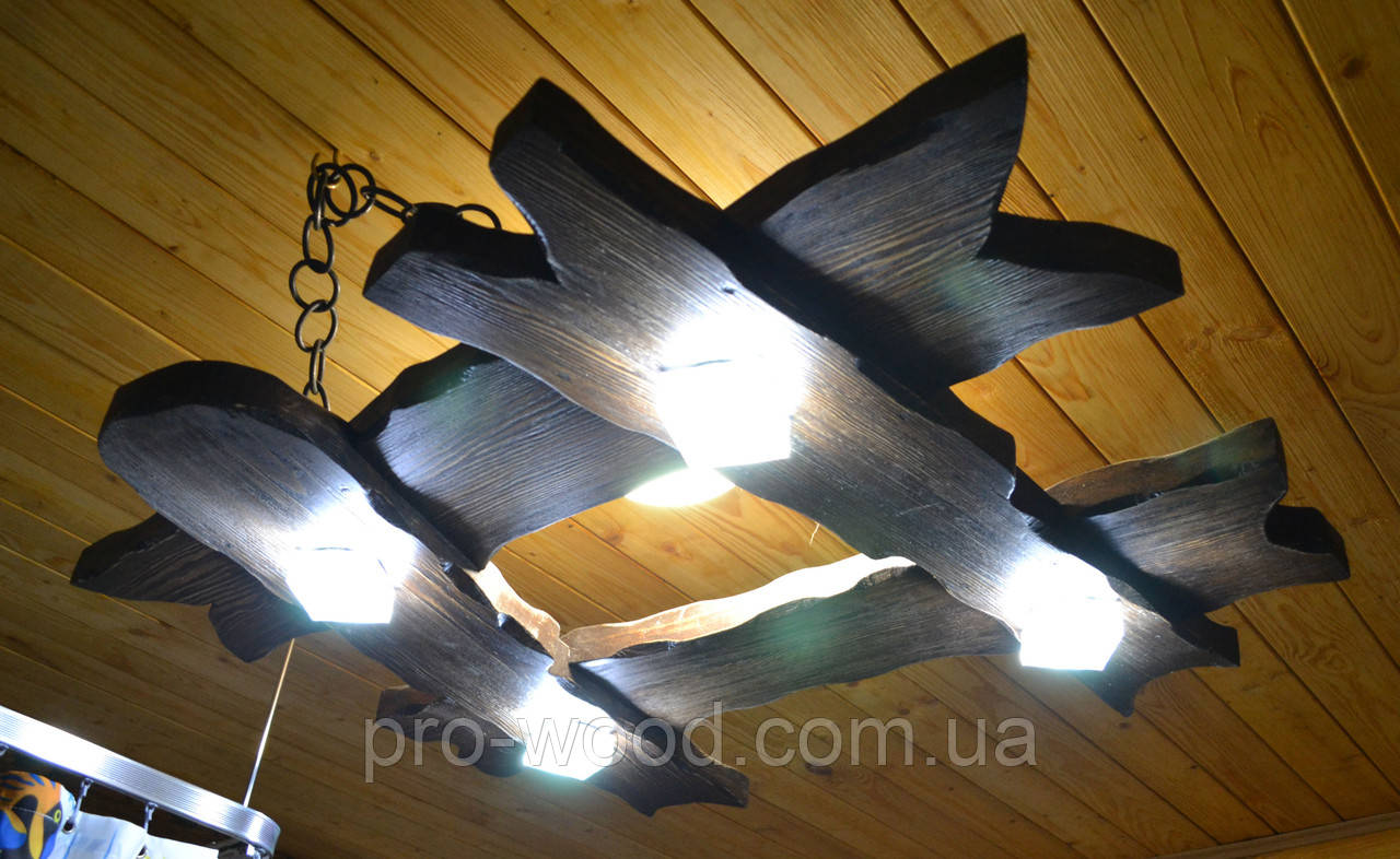 Люстра дерев'яна для дому, фото 1