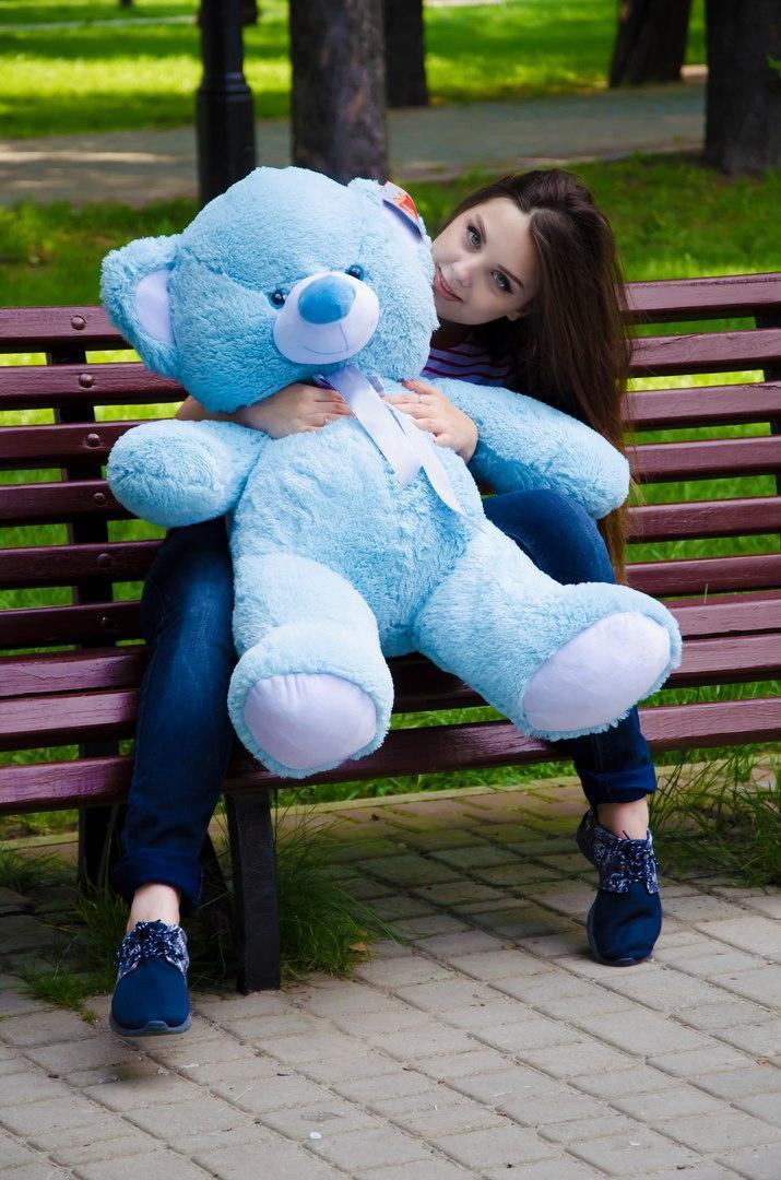 М'яка іграшка подарунок на 8 березня плюшевий ведмедик Томии 100 см Блакитний