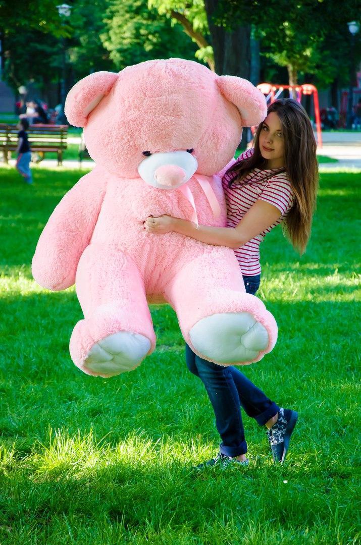 М'яка іграшка подарунок на 8 березня плюшевий ведмедик плюшевий мішка Томии 180 см Рожевий