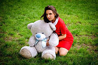 М'яка іграшка подарунок на 8 березня плюшевий ведмедик плюшевий мішка Бойд 125 см Сірий