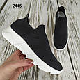 Жіночі кросівки текстильні чорні зі стразами на об'ємній підошві, фото 3