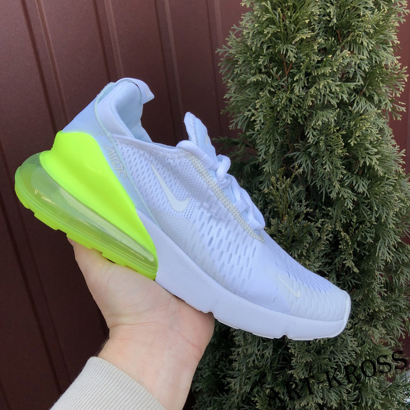 Чоловічі спортивні кросівки Nike Air Max 270 сіточка білі жовті салатові