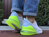 Чоловічі спортивні кросівки Nike Air Max 270 сіточка білі жовті салатові, фото 7