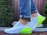 Чоловічі спортивні кросівки Nike Air Max 270 сіточка білі жовті салатові, фото 6