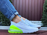 Чоловічі спортивні кросівки Nike Air Max 270 сіточка білі жовті салатові, фото 4