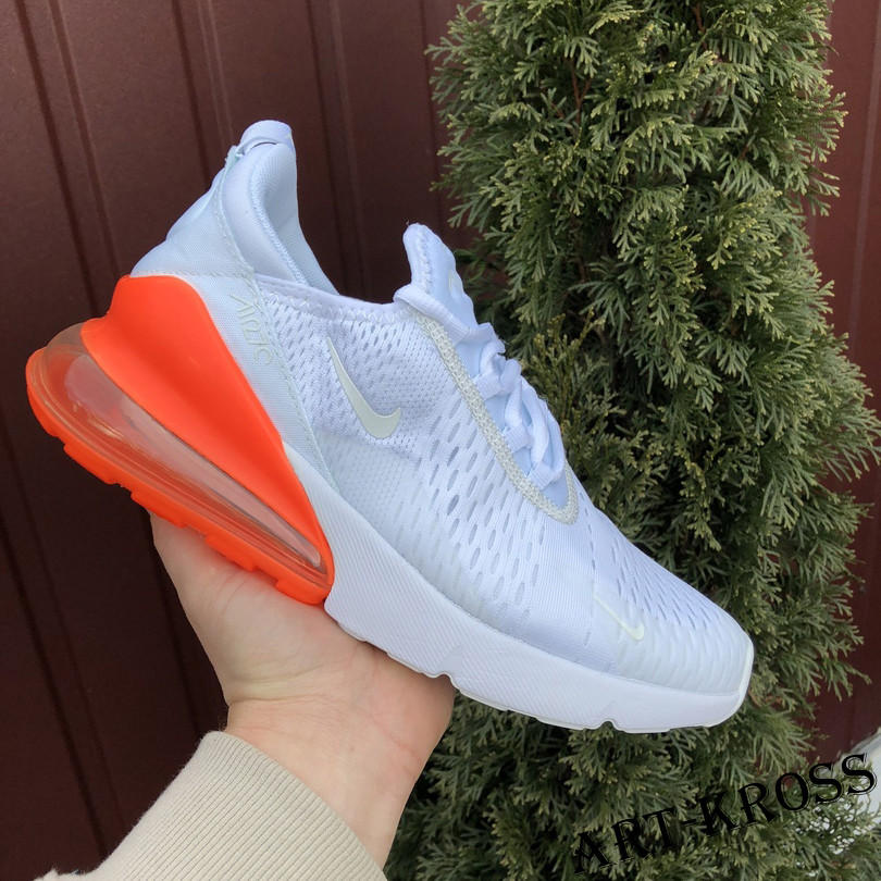 Чоловічі повсякденні кросівки Nike Air Max 270 сіточка білі помаранчеві