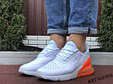 Чоловічі повсякденні кросівки Nike Air Max 270 сіточка білі помаранчеві, фото 5