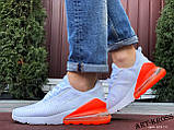 Чоловічі повсякденні кросівки Nike Air Max 270 сіточка білі помаранчеві, фото 6
