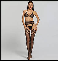 Ажурна білизна еластичні колготки колготи на підтяжках панчохи комплект