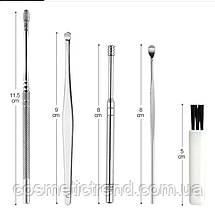 Інструменти для чищення вух косметологічні професійні (набір 7 предметів + кейс пластиковий), фото 5