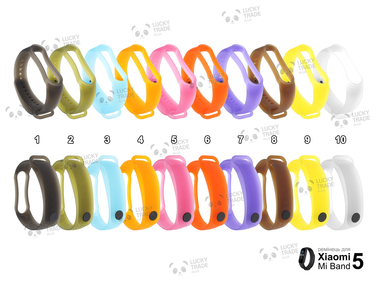 Ремінець Xiaomi Mi Band 5 силіконовий напівпрозорий браслет для фітнес-трекера miband Колір на вибір