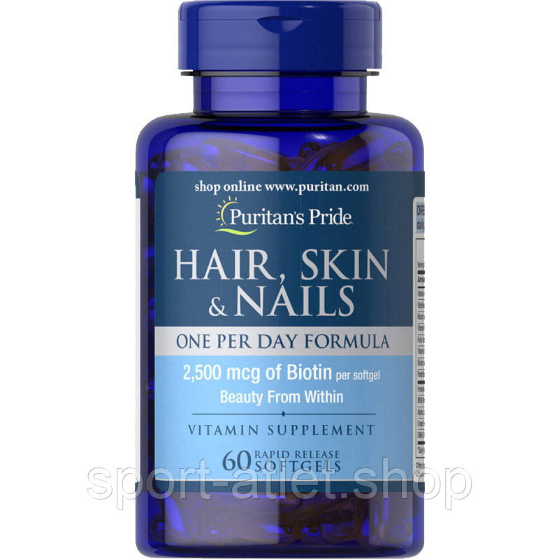 Вітаміни та мінерали Puritan's Pride Hair Skin and Nails One Per Day Formula, 60 капсул