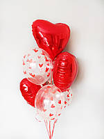 Готовый набор шаров с гелием №18 "Сердечки"