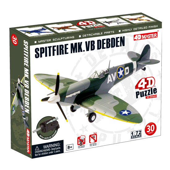 Об'ємний пазл Літак Spitfire MK. VB Debden в масштабе 1/72. 4D Master 26903