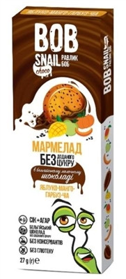 Натуральний мармелад яблуко-манго-гарбуз-чіа в молочному шоколаді без цукру, 27г Равлик Боб