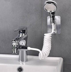 Душова система на умивальник з гігієнічним душем з перемикачем на змішувач з турмаліном Modified Faucet With external Shower сріблястий