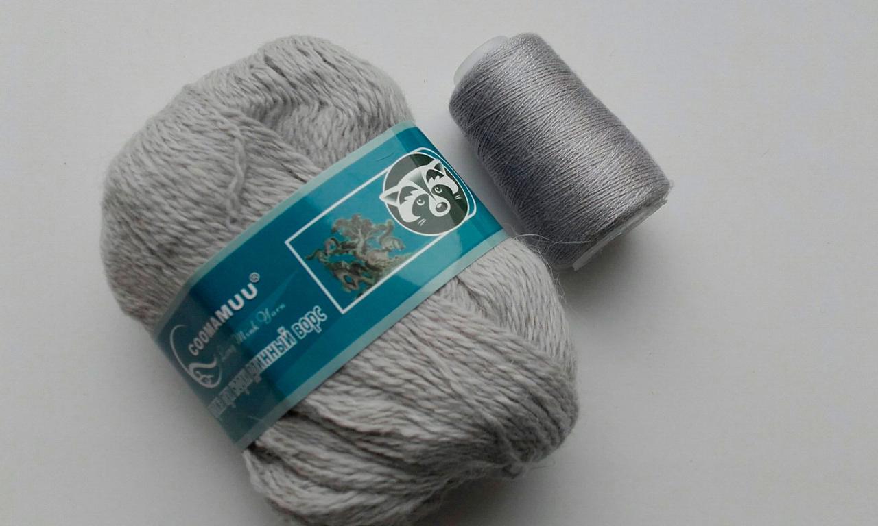 Пряжа Пух норки Китай COOMAMUU колір 852 світло сірий, фото 1