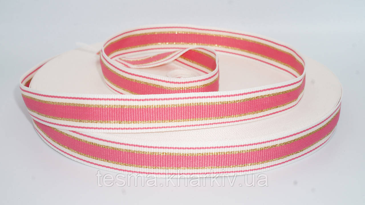 Репсова стрічка 20 мм білий/люри /білий/чорний/білий/люр/білий