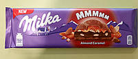 Шоколад Milka з мигдалем і карамеллю молочний 300 г, фото 3