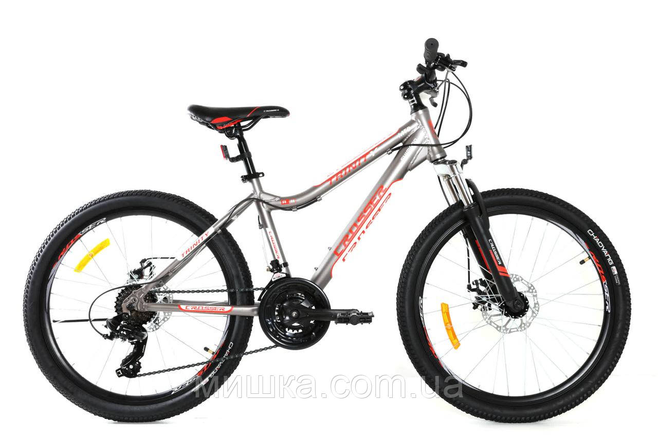 Велосипед Crosser Trinity 24" рама 15", сірий гірський алюмінієвий