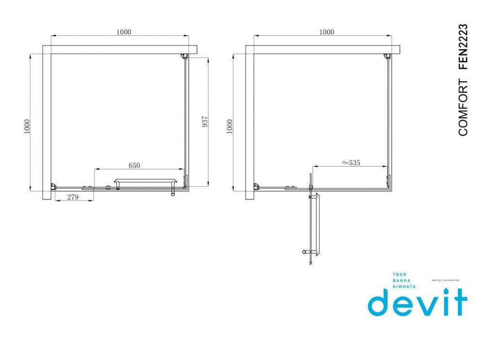 Душова кабіна Devit Comfort FEN2223 квадратна 100х100 см - фото 2 - id-p1350015986