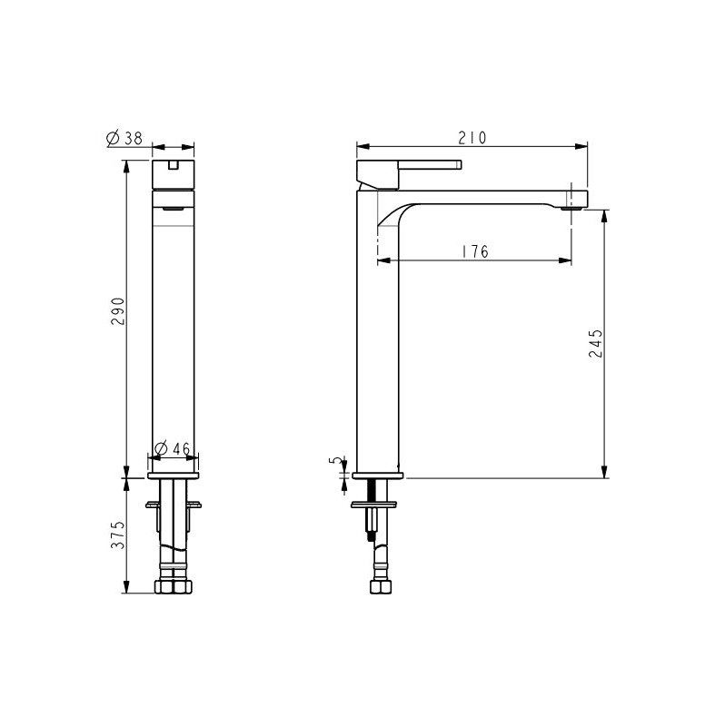 Змішувач для раковини DEVIT 84X11110B LAGUNA чорний матовий - фото 2 - id-p1350016087