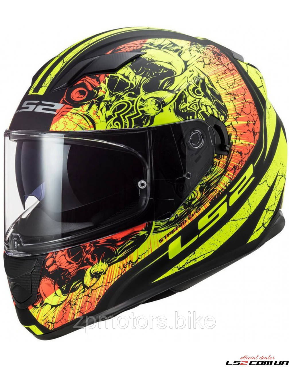 Мотошолом LS2 FF320 STREAM EVO THRONE MATT BLACK H-V L YELLOW