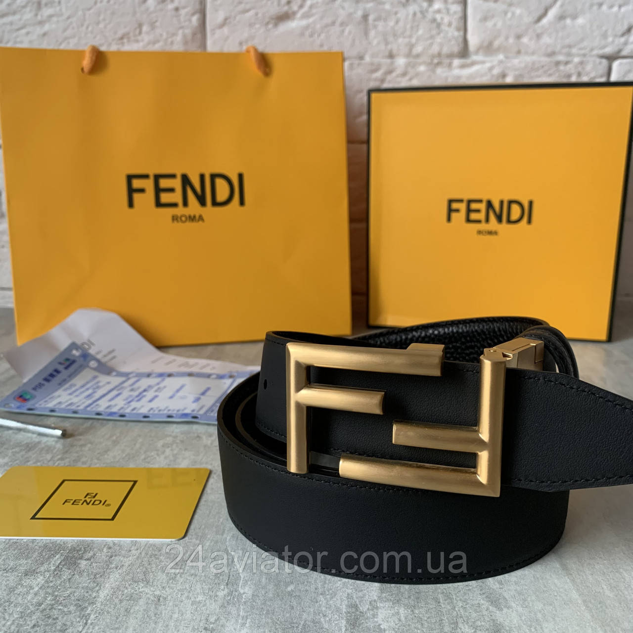 Ремень кожанный FENDI 02 ЛЮКС - фото 2 - id-p1350059275