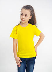 Дитяча однотонна БАЗОВА універсальна футболка №5 бавовна 100% (жовта) 116-158