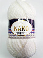 Пряжа Nako Spaghetti № 208 (Нако Спагетти) Шерсть Акрил Белый