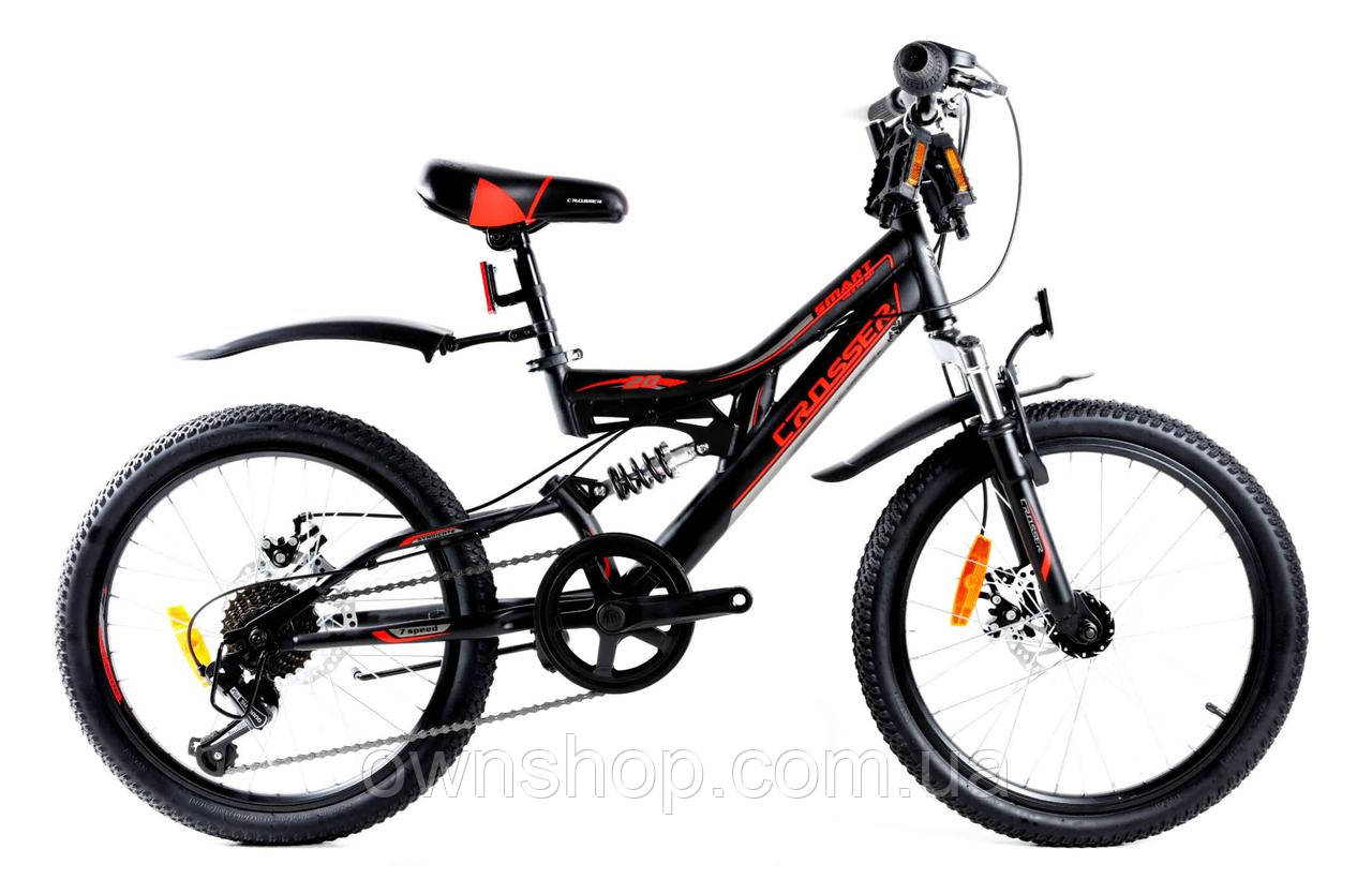 Велосипед двопідвісний гірський Crosser Smart-1 20" чорно-червоний