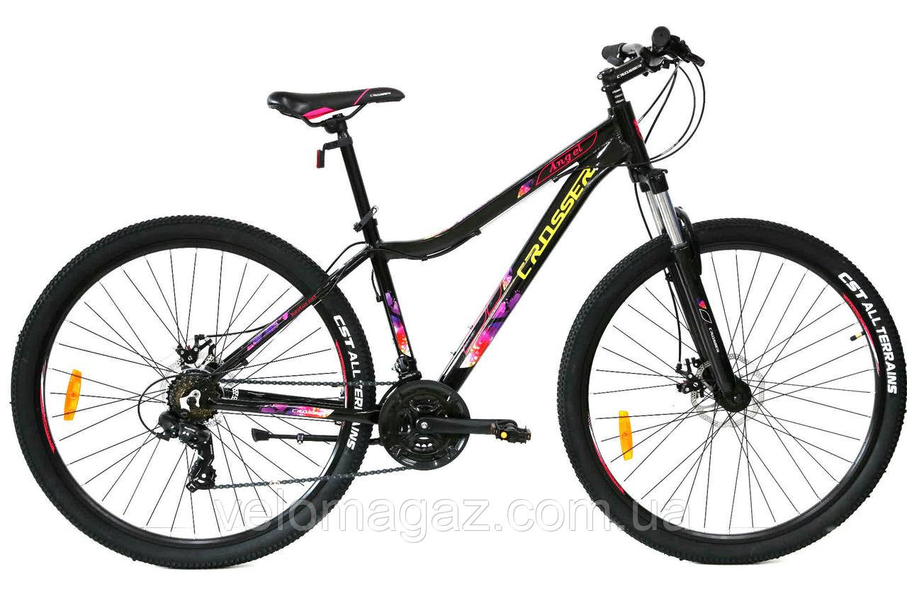 Велосипед алюмінієвий Crosser ANGEL 29" рама 16,5", чорний, гірський