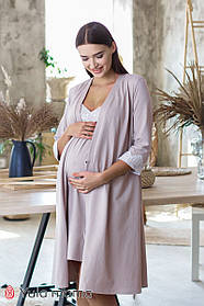 Гарний халат і ночнушка з мереживами для вагітних та годуючих мам, розмір S, M, L, XL